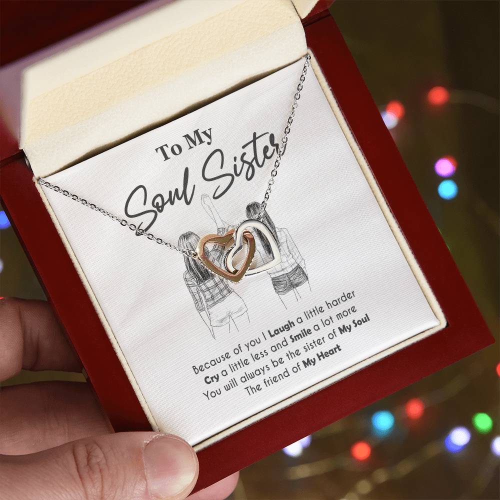 To My Soul Sister Interlocking Hearts Necklace