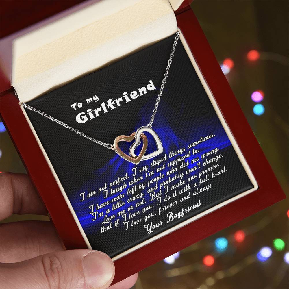 Queen Heart Necklace Gift For Girlfriend Interlocking Hearts Necklace