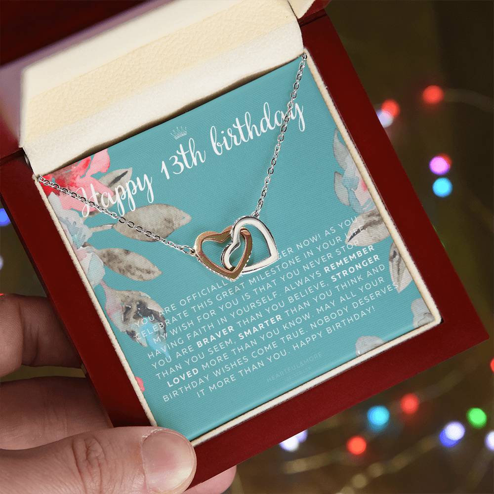 Gift For 13 Year Old Girl Gifts 13Th Birthday Girl 13Th Birthday Gift Thirteenth Birthday Necklace Teen Birthday Gift Official Teenager Interlocking Hearts Necklace