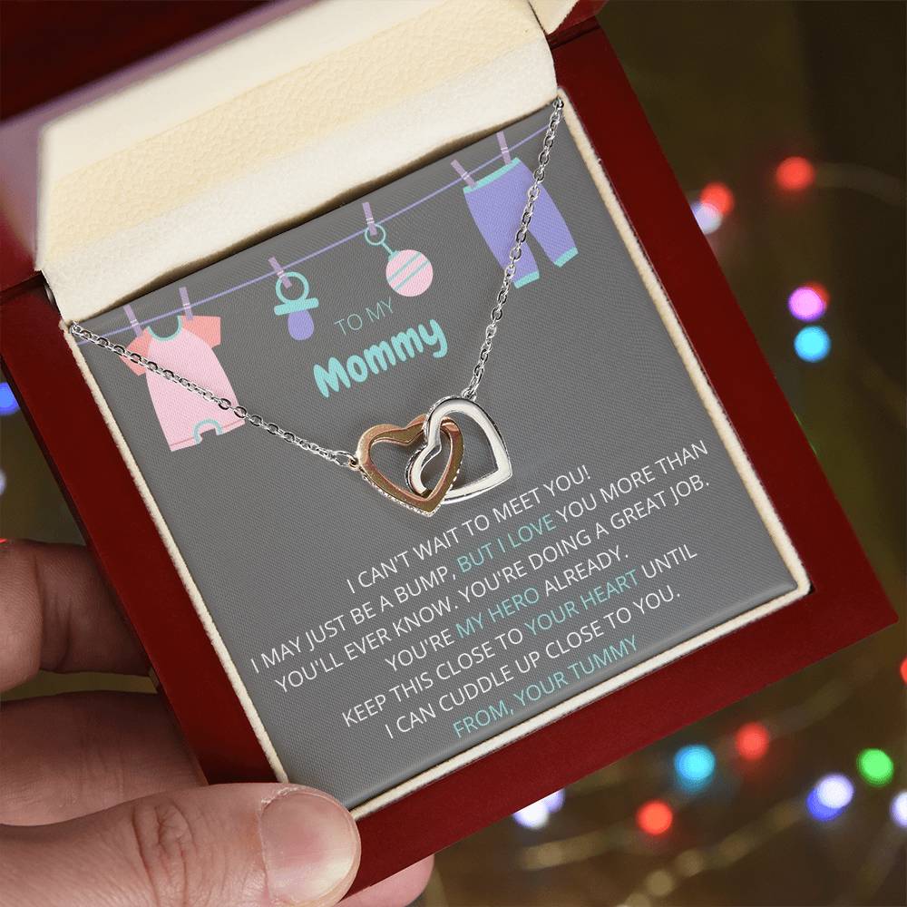 To My Mommy Necklace Gift For Expecting Moms Interlocking Hearts Necklace