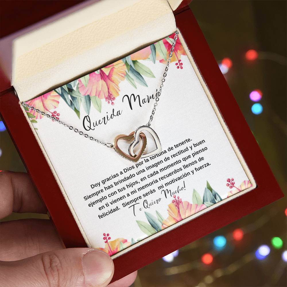 Querida Mama Doy Gracias A Dios Por La Fortuna De Tenerte Interlocking Hearts Necklace