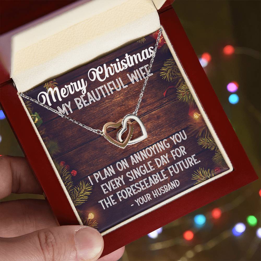 Christmas Gift For Wife Interlocking Hearts Necklace