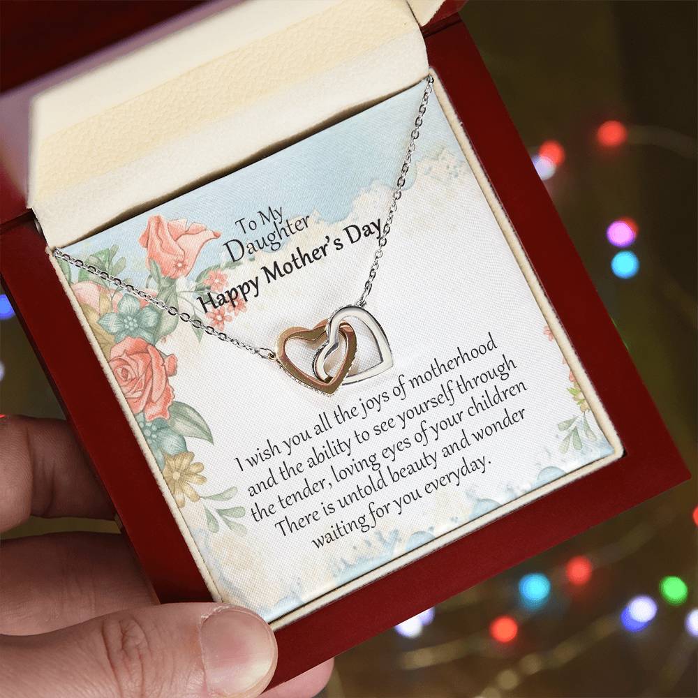 To My Daughter - Happy Mother'S Day - Interlocking Hearts Necklace - Gift For Daughter