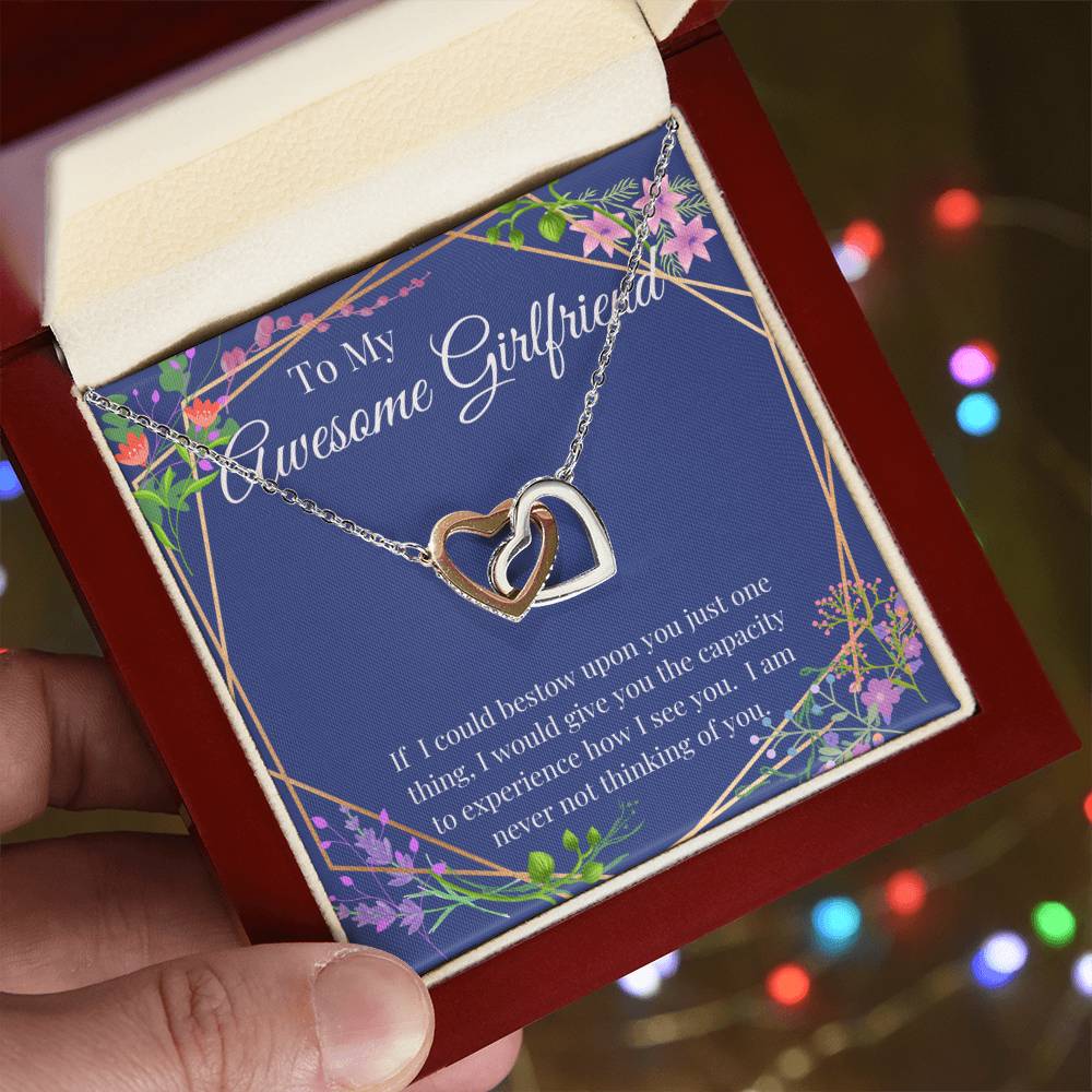 Awesome Girlfriend Interlocking Hearts Necklace Gift