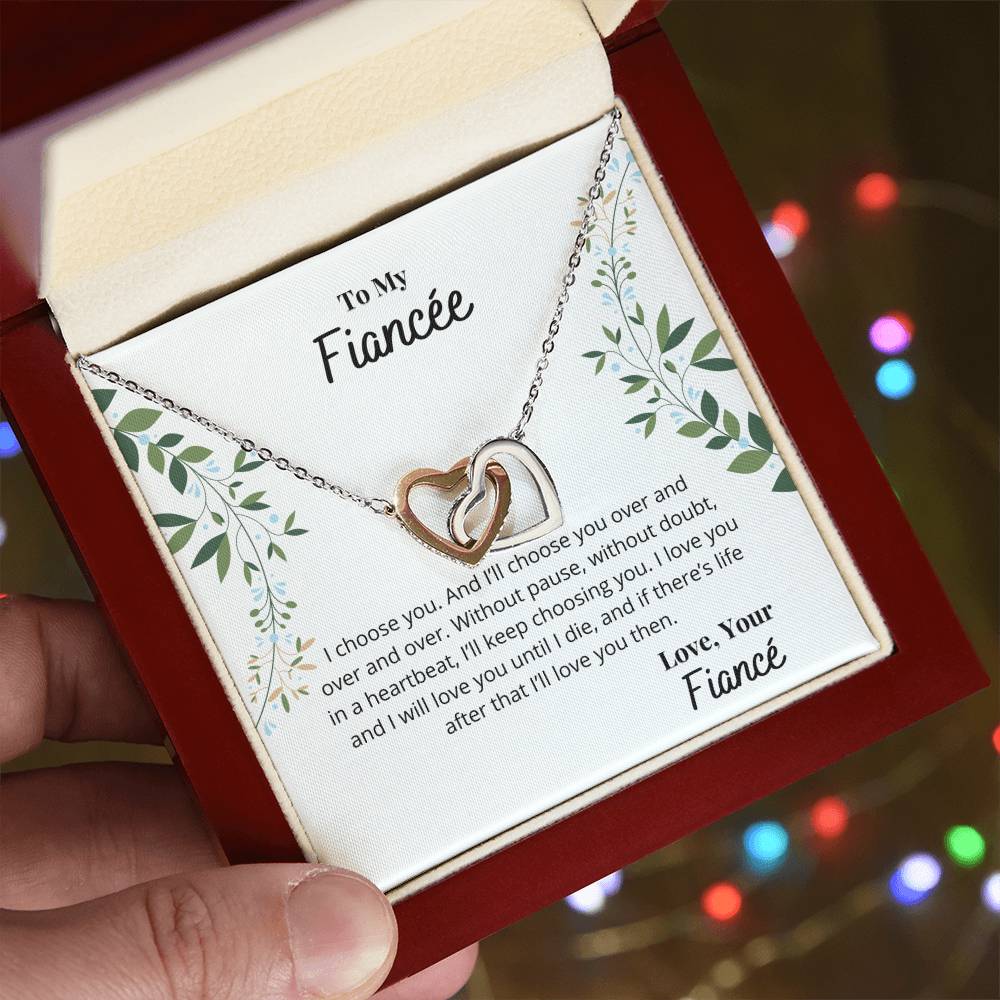 To My Fiancée - I'Ll Always Love You Necklace Interlocking Hearts Necklace