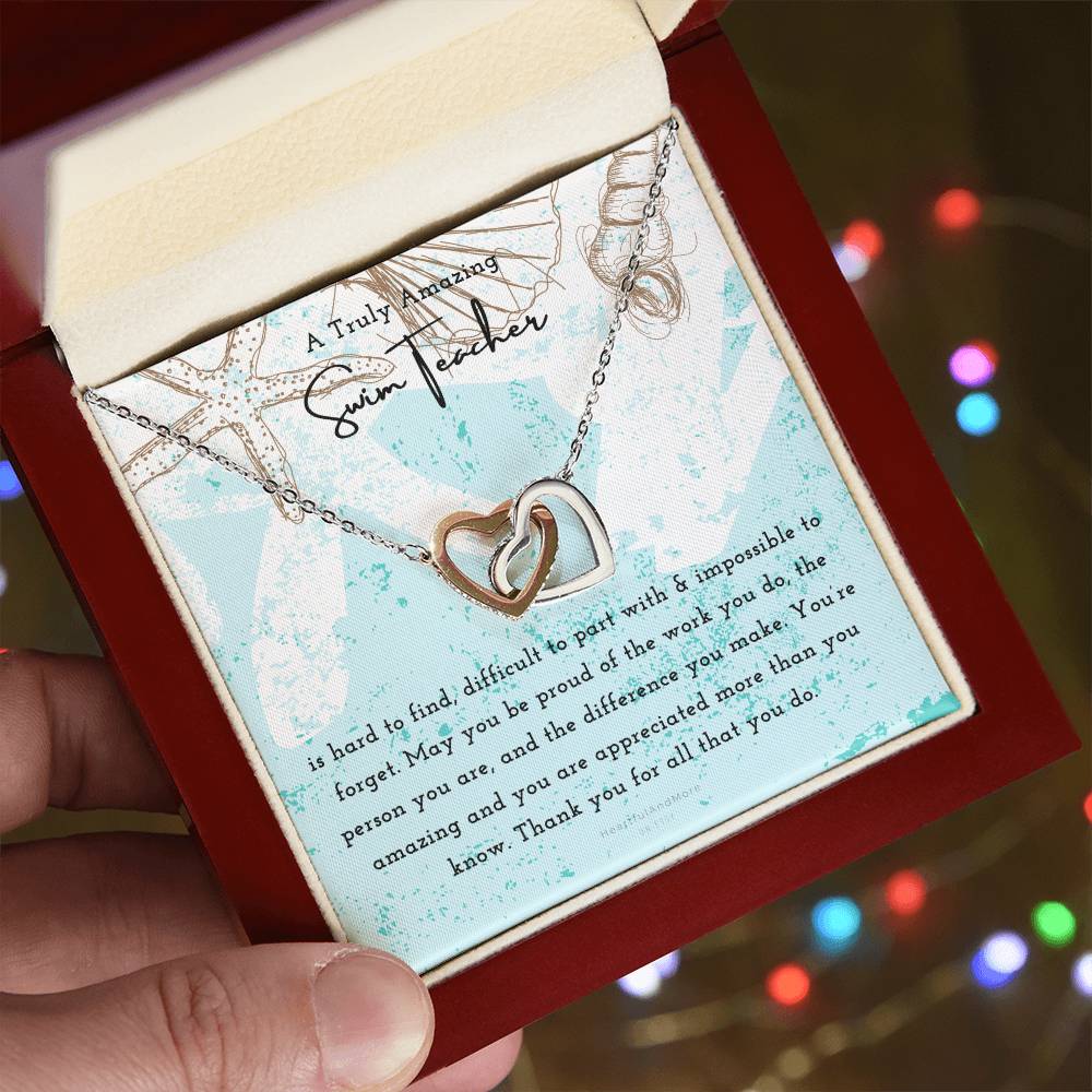 Gift For Swim Teacher Swim Teacher Appreciation Gift A Truly Amazing Swim Teacher Gift Interlocking Hearts Necklace