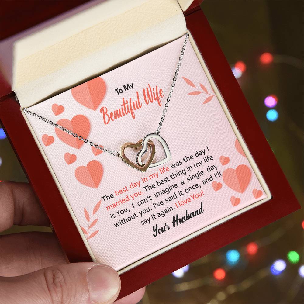 To My Wife Necklace - Anniversary Gift For Wife Birthday Gift For Wife Gift For Wife Necklace For Wife Interlocking Hearts Necklace