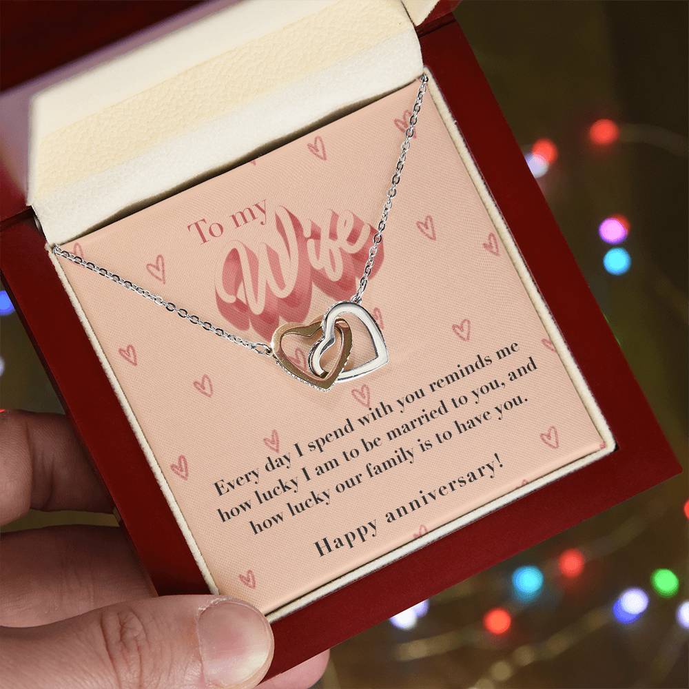 Anniversary Gift For Wife Interlocking Hearts Necklace