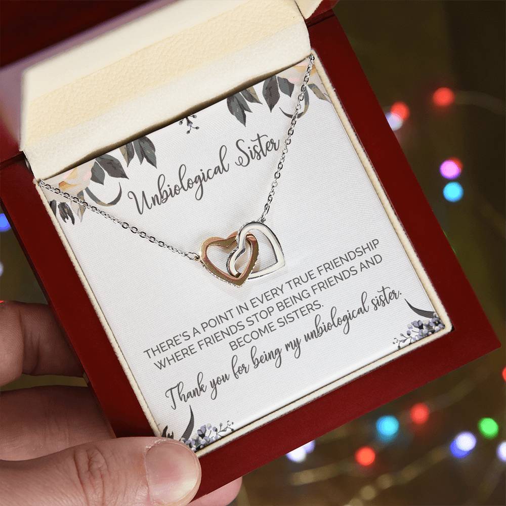 Unbiological Sister Necklace Soul Sister Sorority Sister Sister In Law Necklace Interlocking Hearts Necklace
