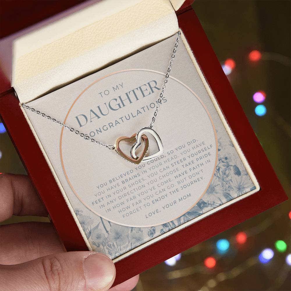 Daughter Graduation Gift Necklace For Her College Graduation Gift For Her High School Senior Graduation Class Of Interlocking Hearts Necklace