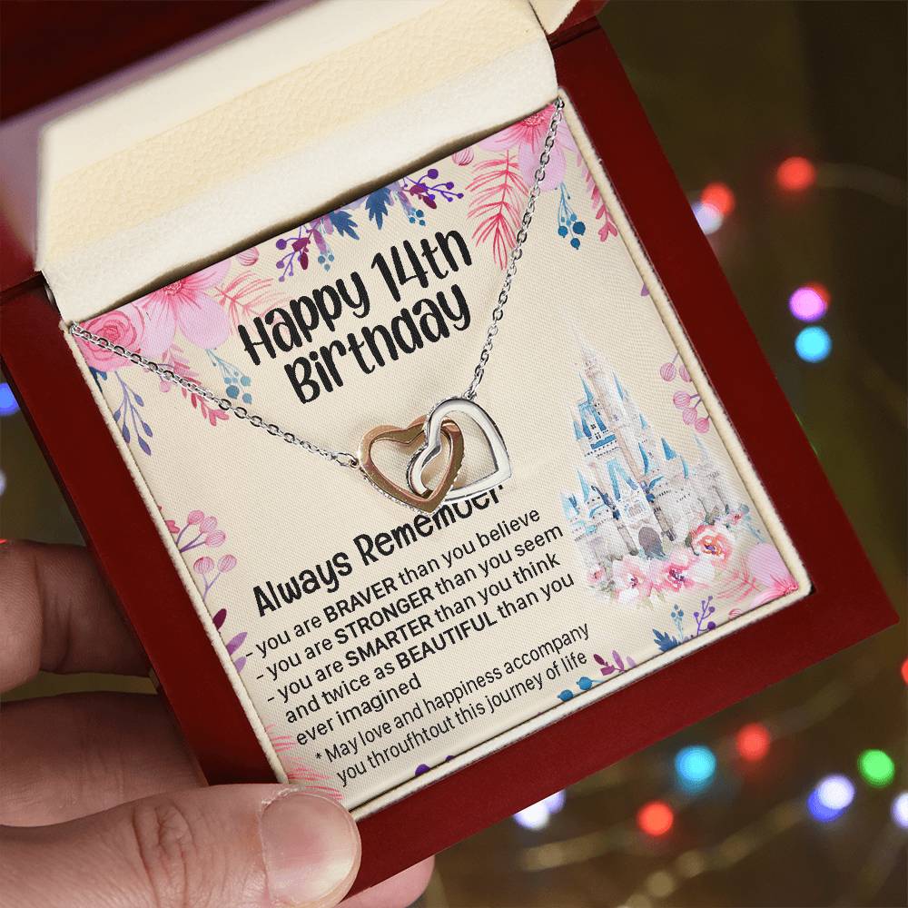 Happy 14Th Birthday Gift For Daughter Gift For 14 Years Old Birthday Teen Girl Daughter Necklace Gift Interlocking Hearts Necklace