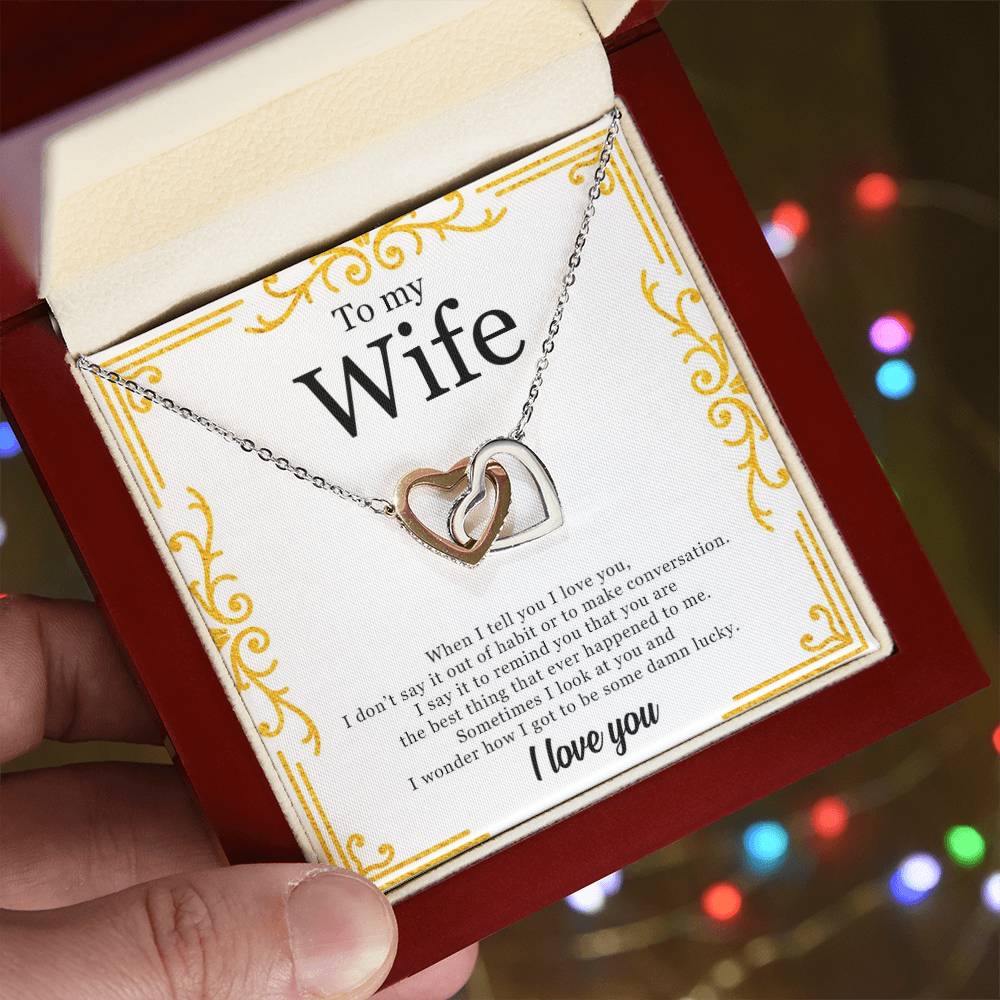 To My Wife - Two Hearts In Love Interlocking Hearts Necklace