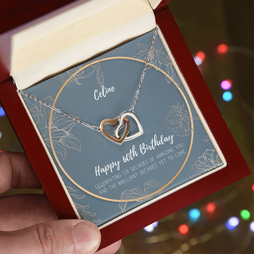 60Th Birthday Interlocking Hearts Necklace