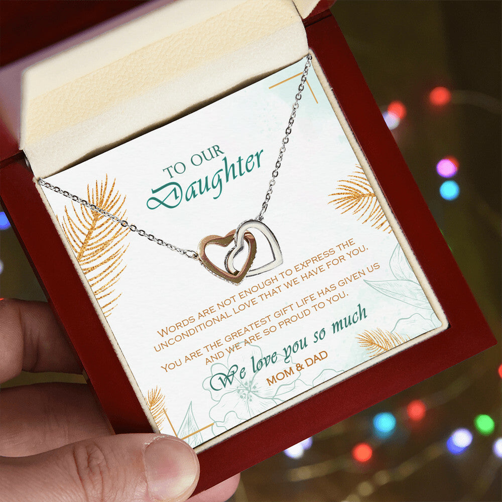 Interlocking Heart Necklace To Your Daughter – From Mom & Dad With Love – Jewelry Gift B1D9T5 Interlocking Hearts Necklace