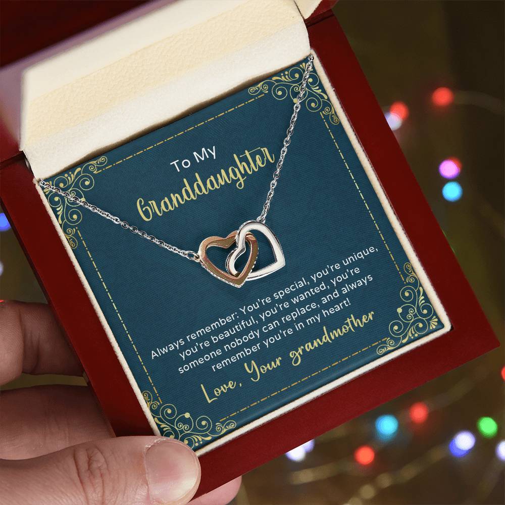 Nobody Can Replace My Granddaughter Heart Necklace Interlocking Hearts Necklace