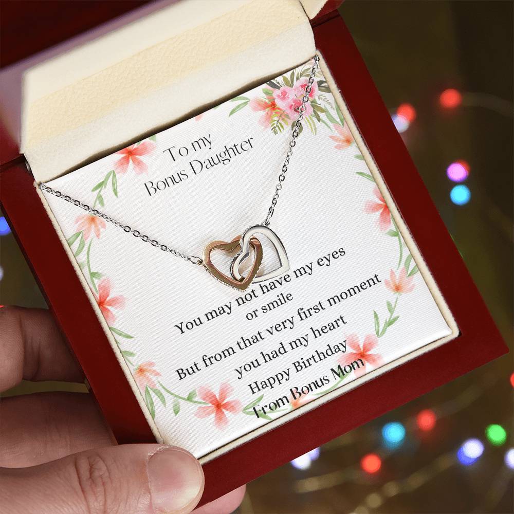 Bonus Daughter Gift Step Daughter Gift Stepdaughter Necklace Interlocking Hearts Necklace