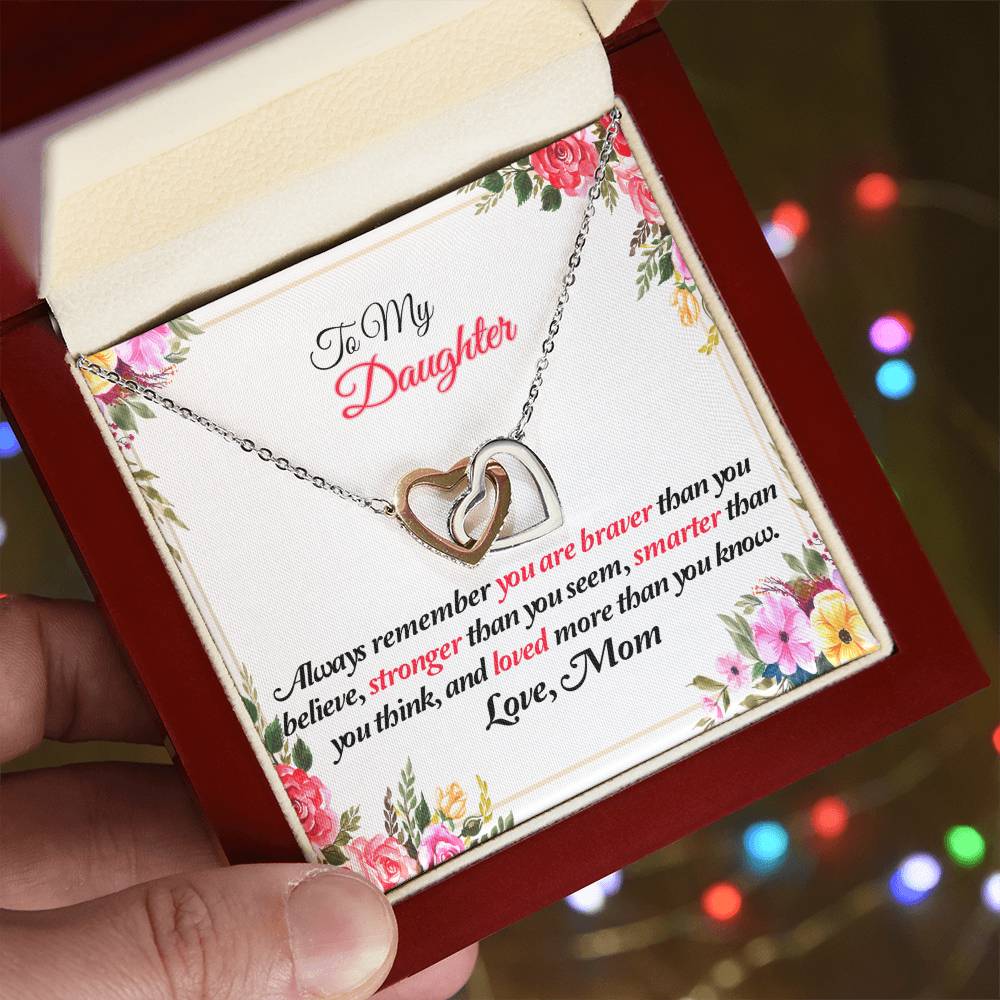 To My Daughter Joined Hearts Pendant Necklace Interlocking Hearts Necklace