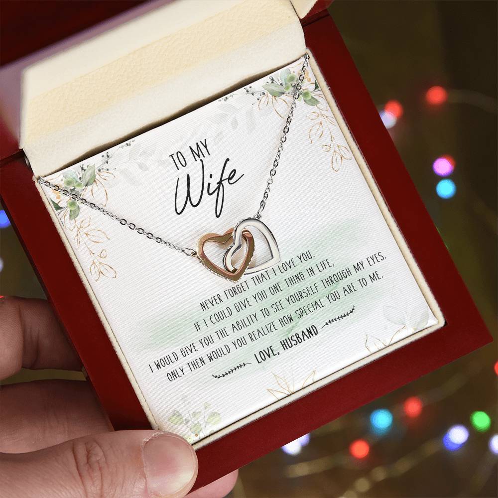 To My Special Wife Interlocking Hearts Necklace Mother'S Day Message Card From Husband