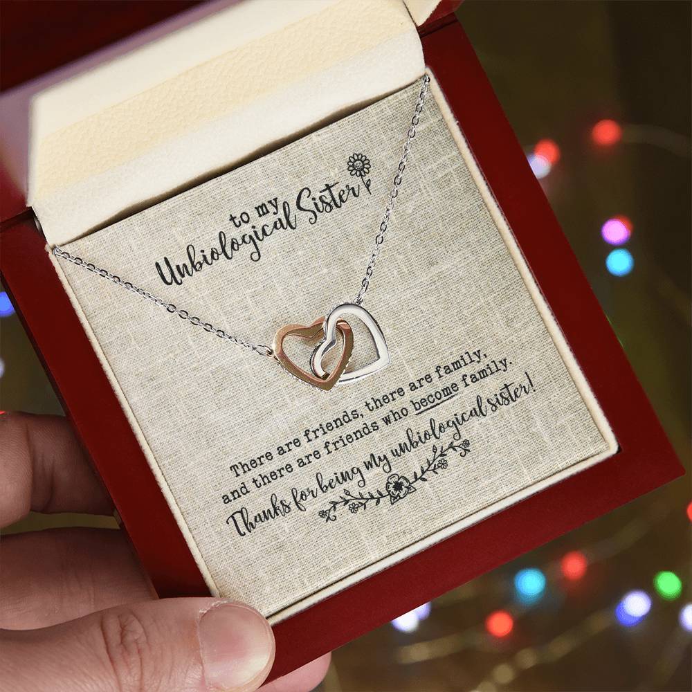 Unbiological Sister Necklace Interlocking Hearts Necklace