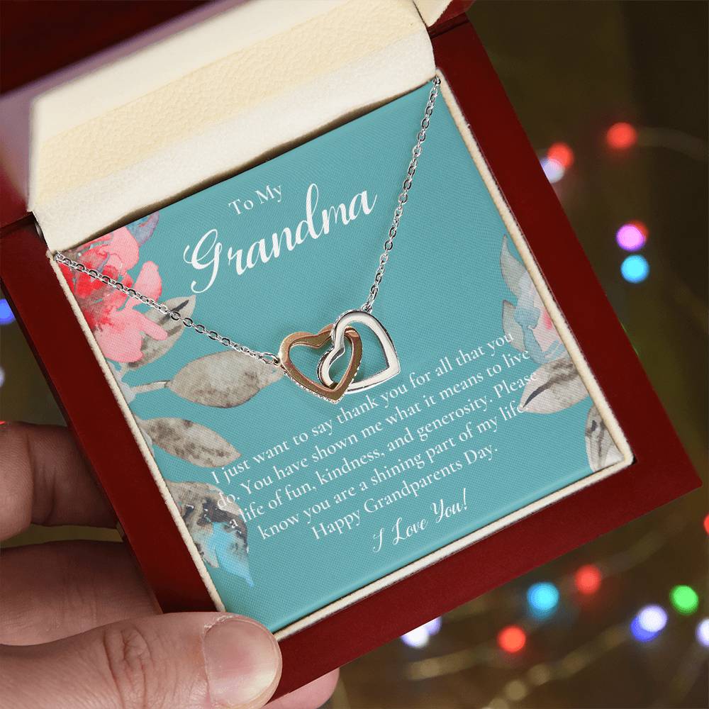 Gift For Grandma Necklace Grandmother Birthday Gift From Granddaughtergrandson To My Grandma Necklace Gift Grandmother Gift Grandparents Day Gift Interlocking Hearts Necklace