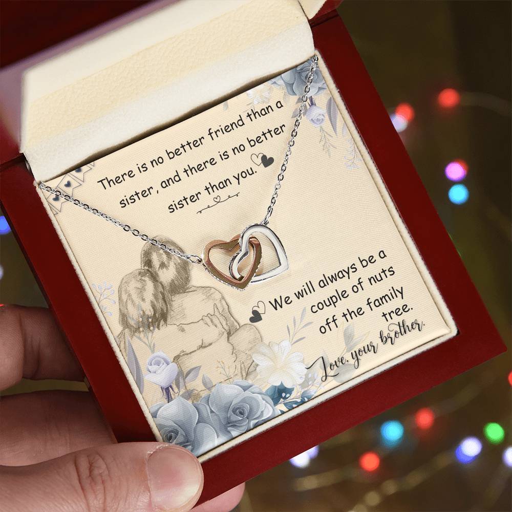 My Little Sister Two Hearts Necklace Loving Sister Gift Chain Funny Sister Present Interlocking Hearts Necklace