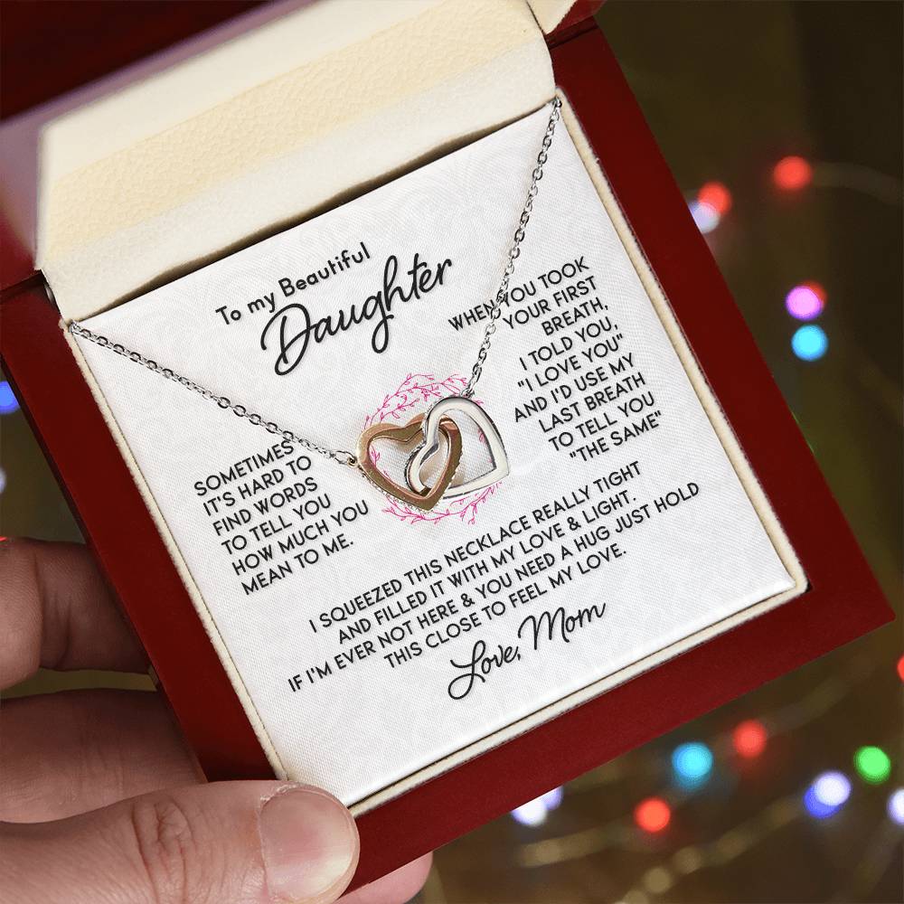 To My Beautiful Daughter - Interlocking Hearts Necklace