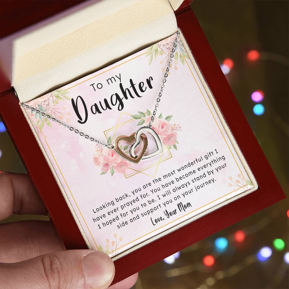 Gift To Daughter From Mom - Always By Your Side Interlocking Hearts Necklace