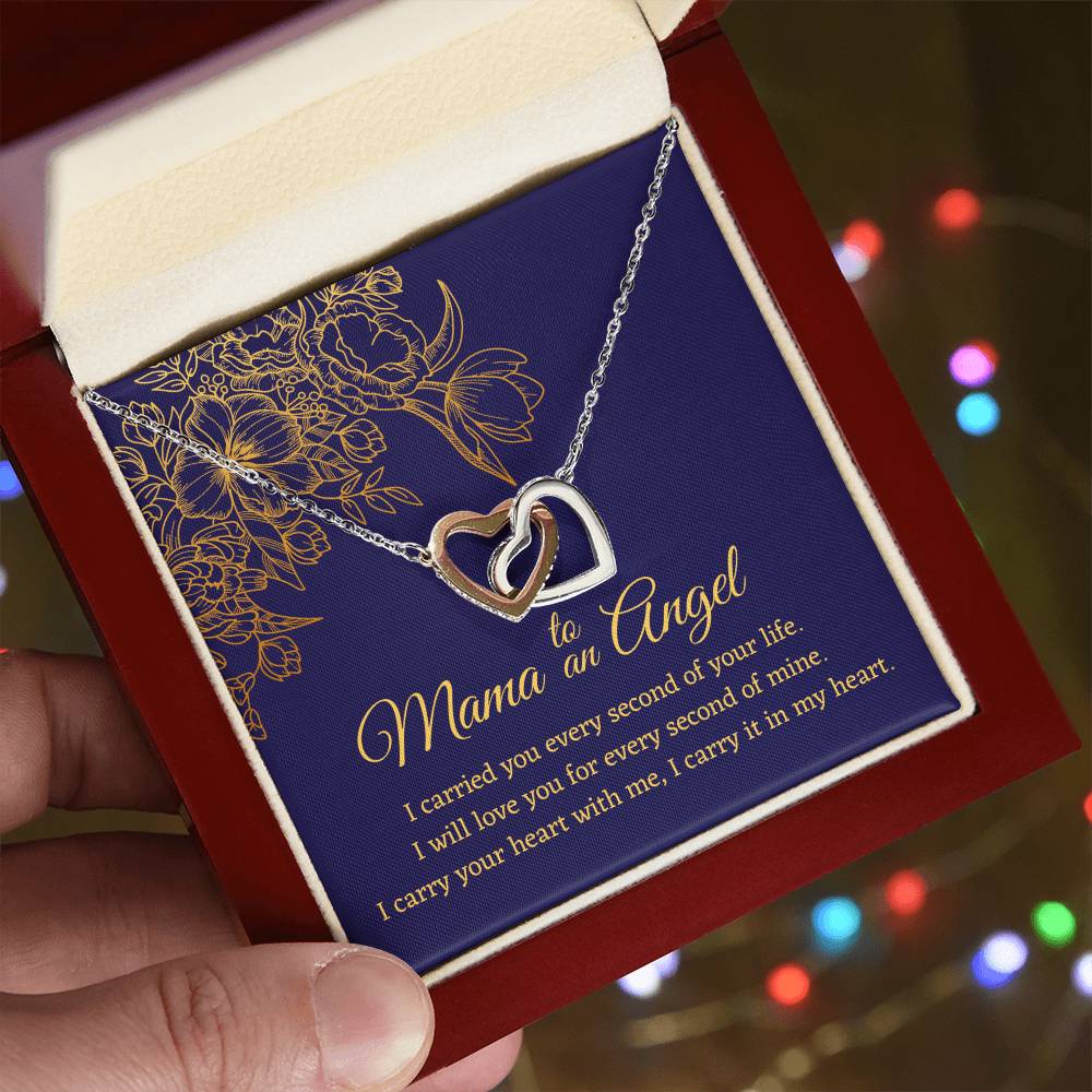 Mama To An Angel - Interlocking Hearts - Miscarriage Gift Necklace Angel Baby Miscarriage Keepsake Pregnancy Loss Bereavement Gift Stillborn Interlocking Hearts Necklace