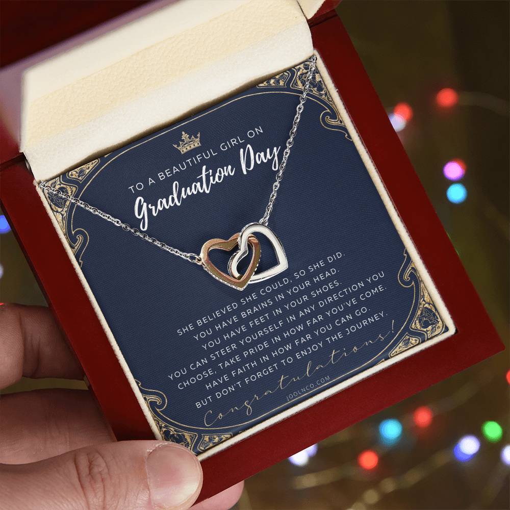 Graduation Gift Necklace For Daughter College Graduation Gift For Her High School Senior Graduation Mba Phd Master Class Of Interlocking Hearts Necklace