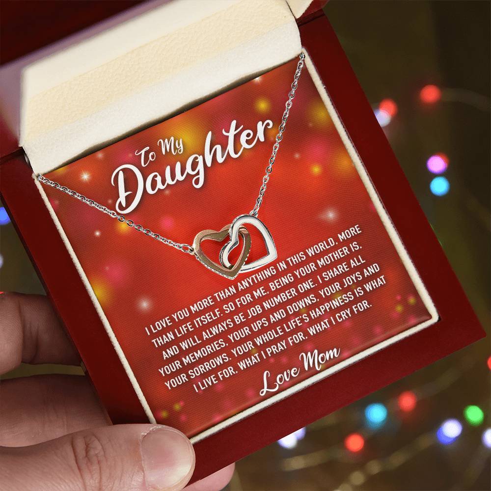 To My Daughter Interlocking Hearts Necklace