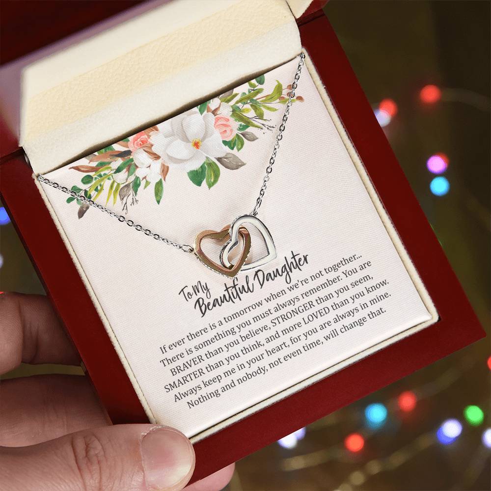 To My Beautiful Daughter- Interlocked Hearts Necklace Interlocking Hearts Necklace