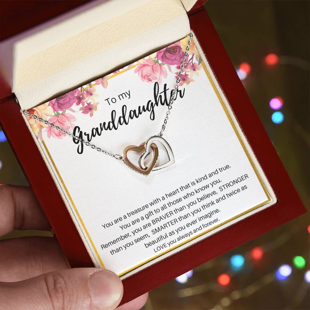 To My Granddaughter Interlocking Hearts Necklace