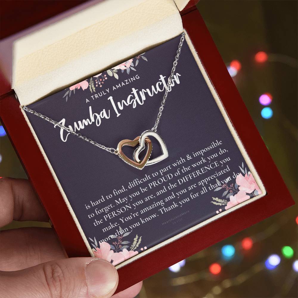 Gift For Zumba Instructor Zumba Instructor Appreciation Gift A Truly Amazing Zumba Instructor Gift Interlocking Hearts Necklace