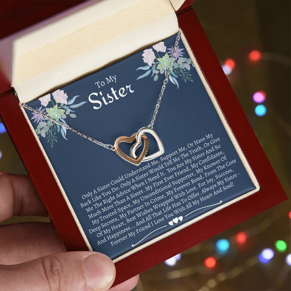 Gift For Sister 4Th Interlocking Hearts Necklace