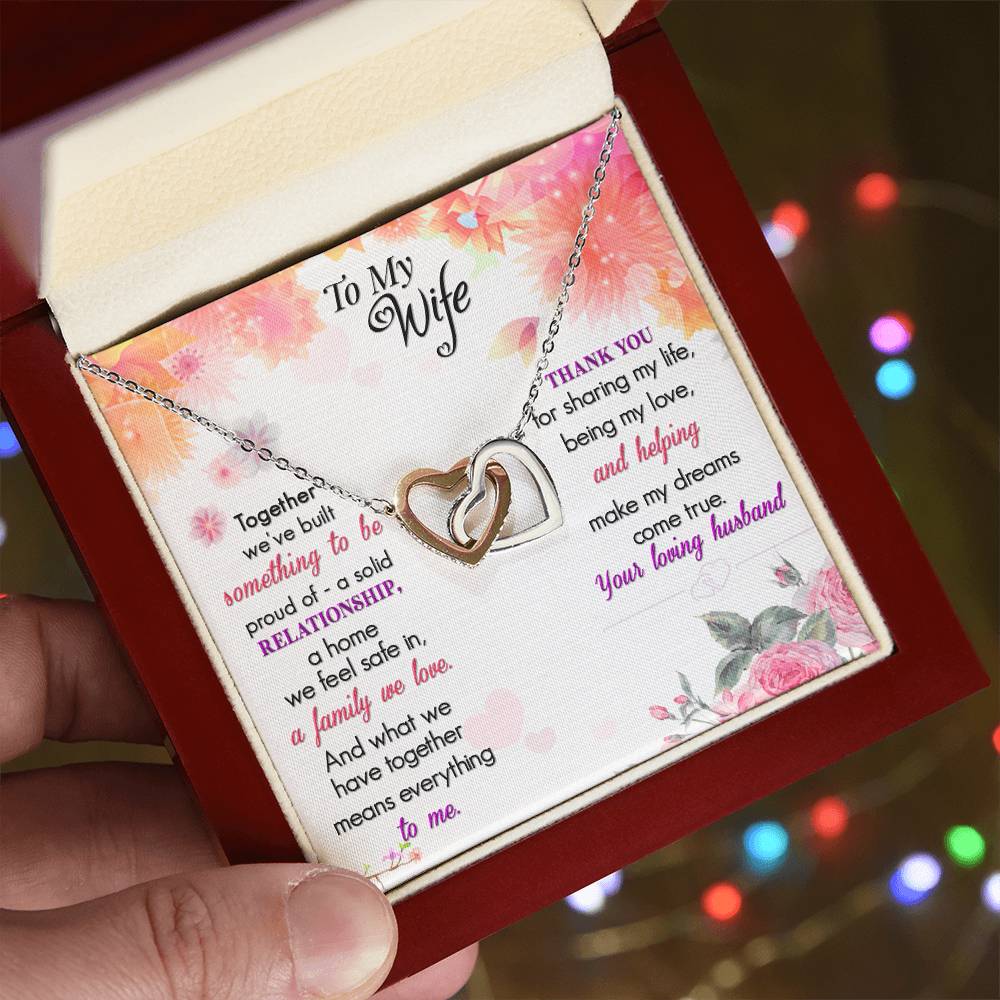 To My Wife Interlocking Hearts Necklace