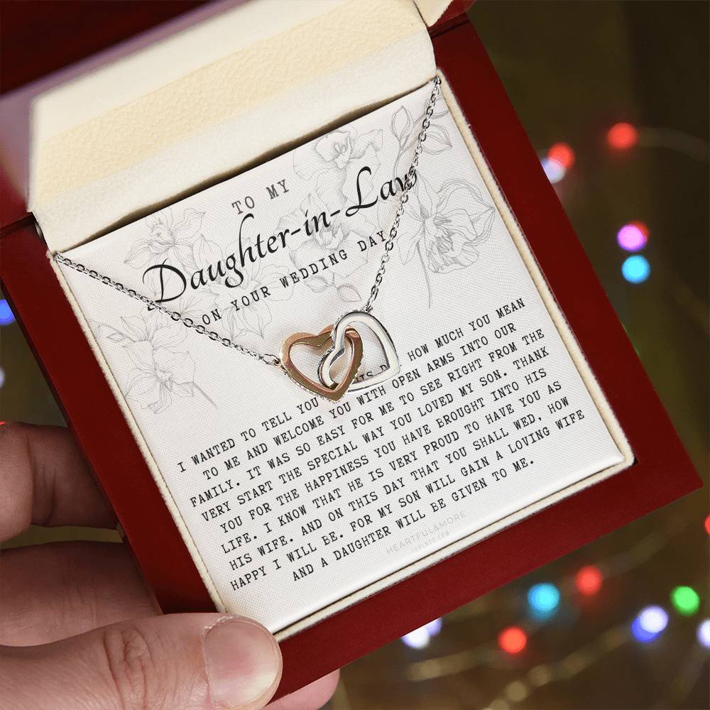 Daughter In Law Gift On Wedding Day Future Daughter In Law Wedding Gift Bride Gift From Mother In Law Daughter In Law Necklace Interlocking Hearts Necklace