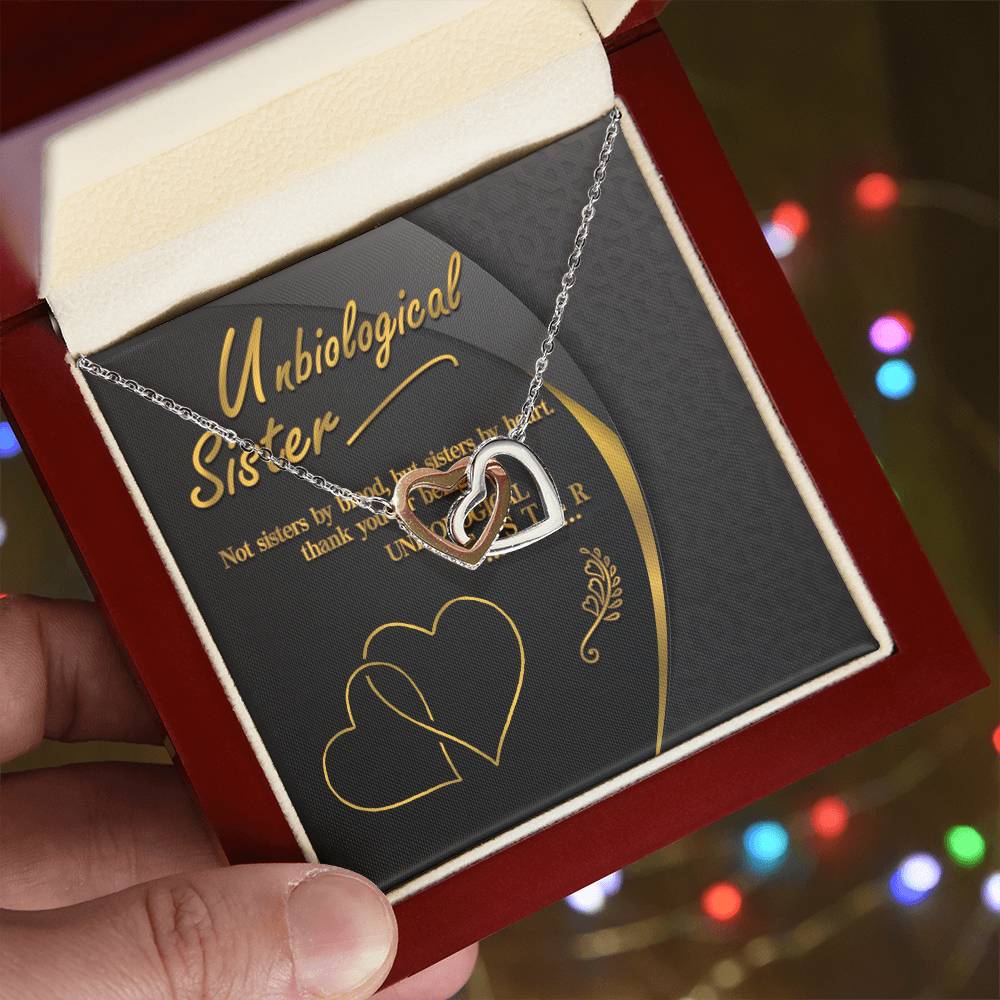 Unbiological Sister Interlocking Hearts Necklace