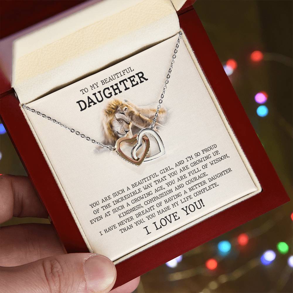 You Are Full Of Wisdom Kindness - To Daughter Interlocking Hearts Necklace