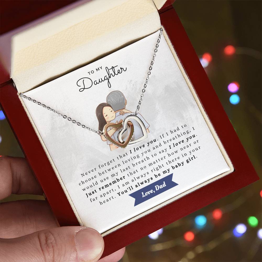 To My Daughter Never Forget Necklace Gift Set Interlocking Hearts Necklace