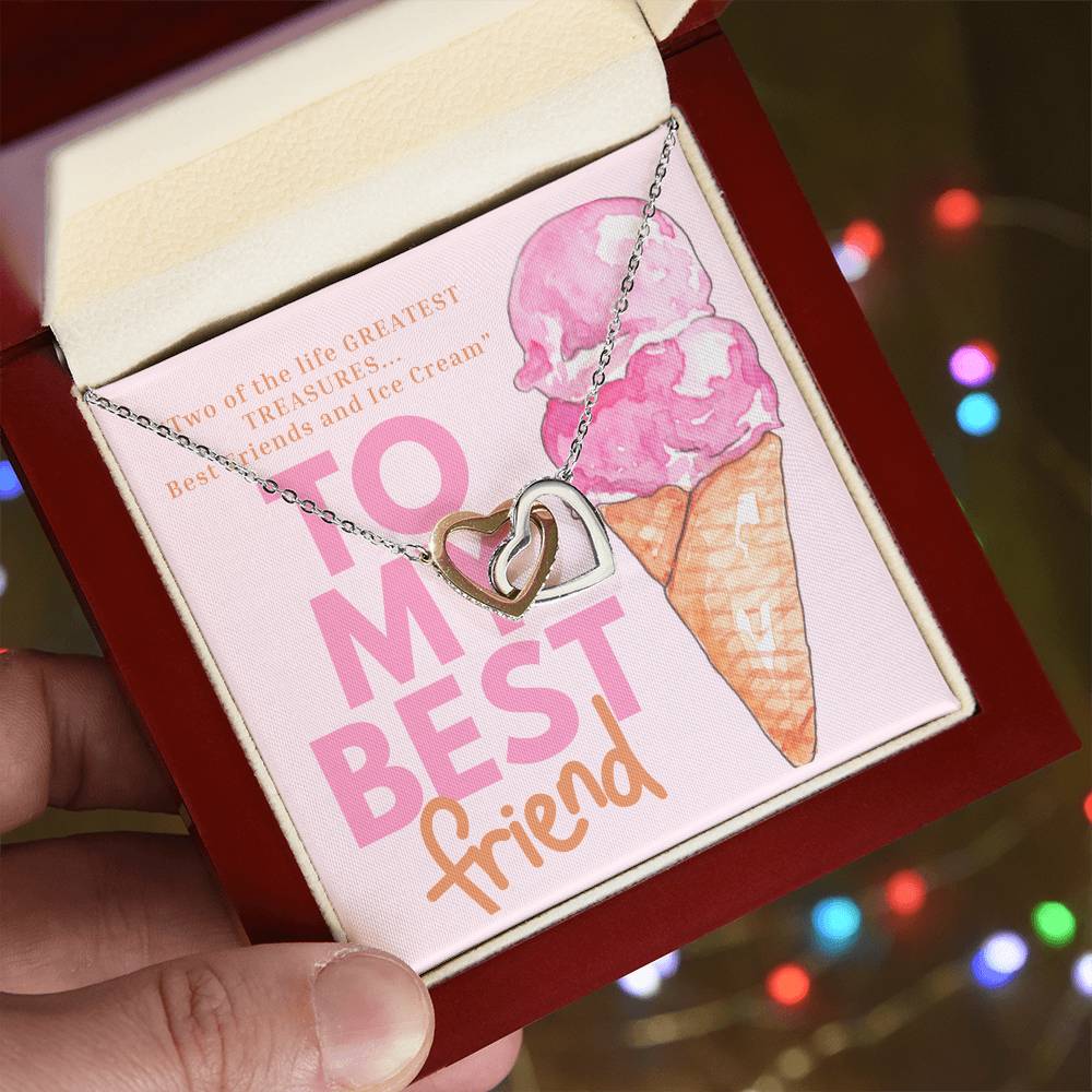 Best Friends And Ice Cream Interlocking Hearts Necklace