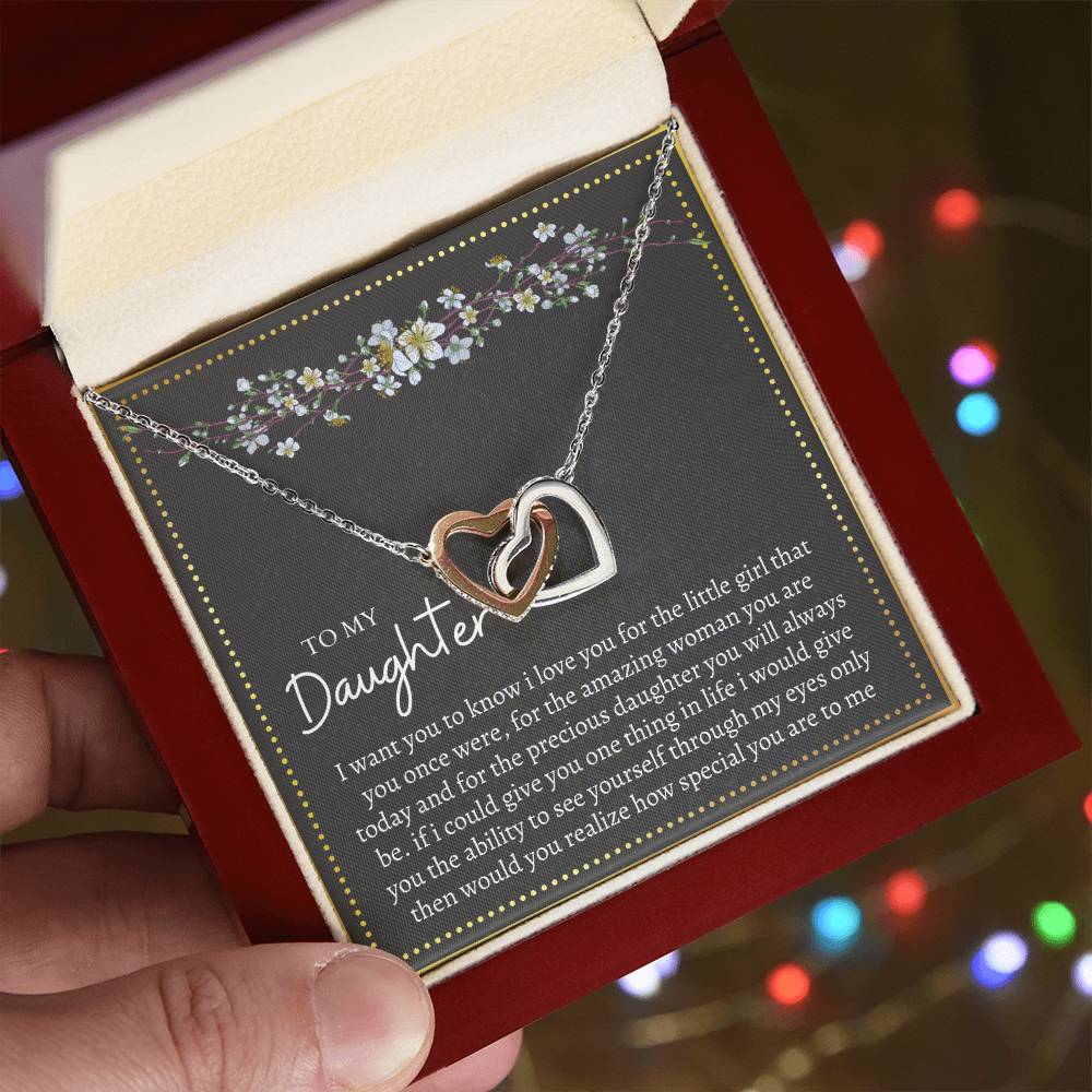 Gift For Daughter Interlocking Hearts Necklace