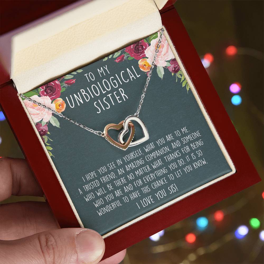 Unbiological Sister Necklace Soul Sister Big Little Sorority Sister In Law Necklace Step Sister Gift Tribe Necklace Best Friend Gift Bff Gift Interlocking Hearts Necklace