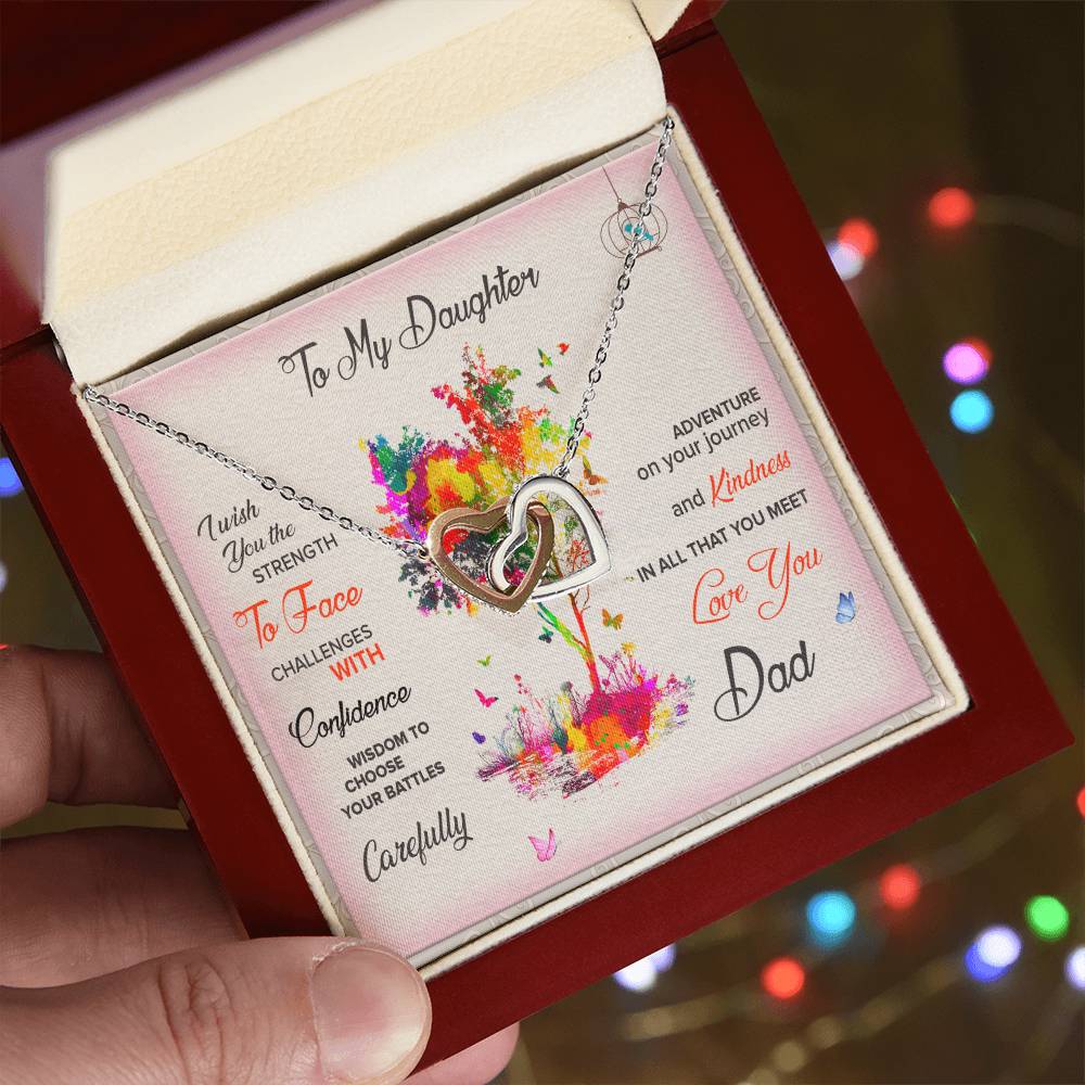Daughter Necklace From Dad Interlocking Hearts Necklace