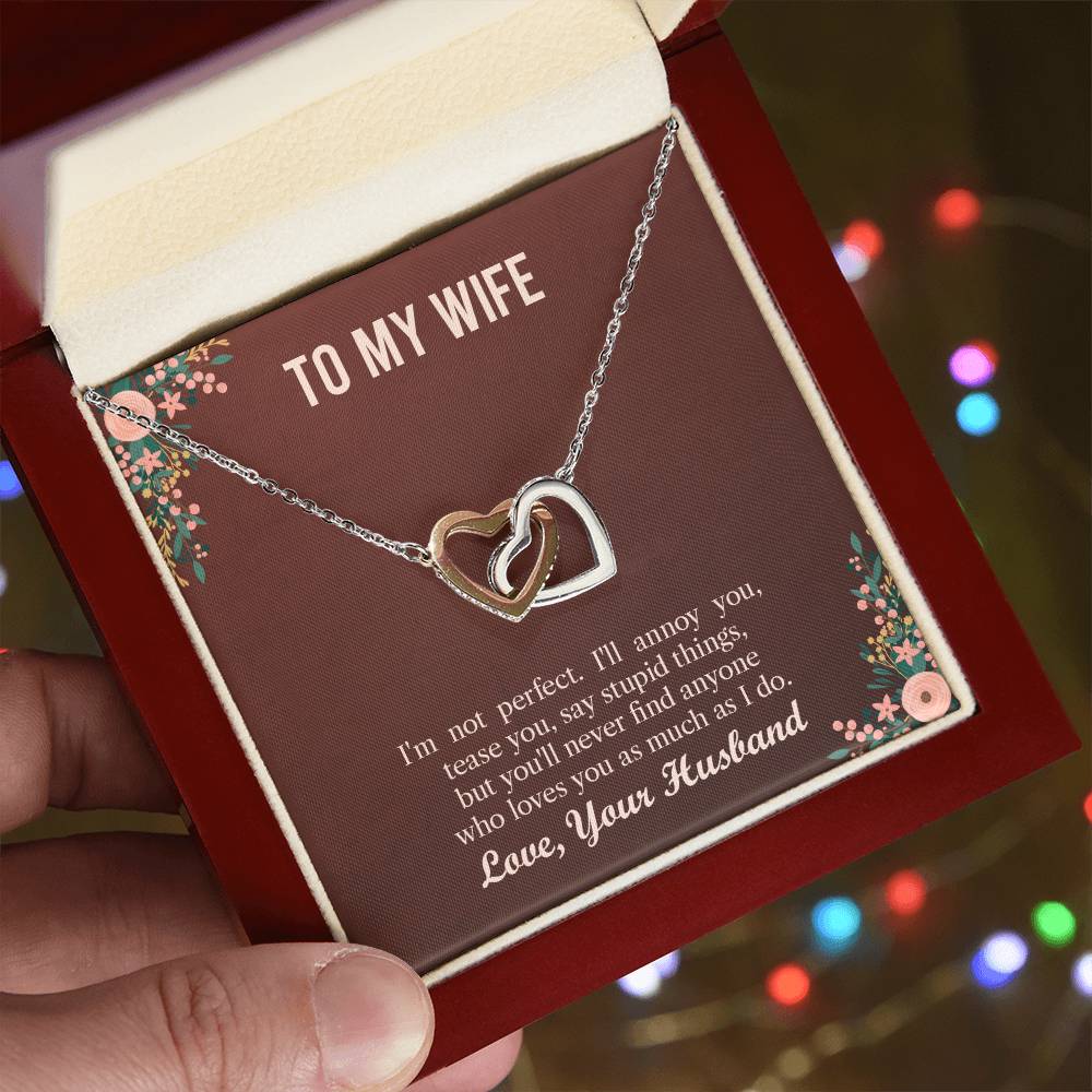 Husband To Wife - I'M Not Perfect Interlocking Hearts Necklace