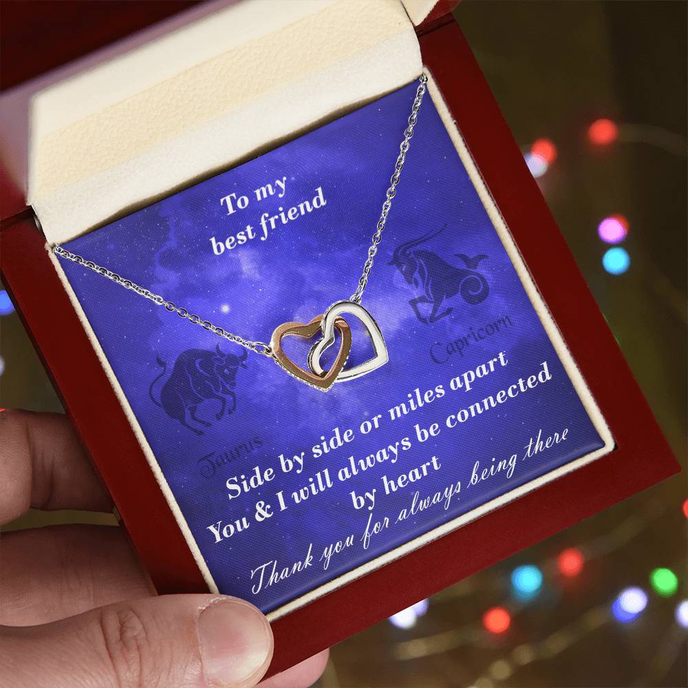 Taurus To Capricorn Best Friend Interlocked Hearts Necklace Interlocking Hearts Necklace