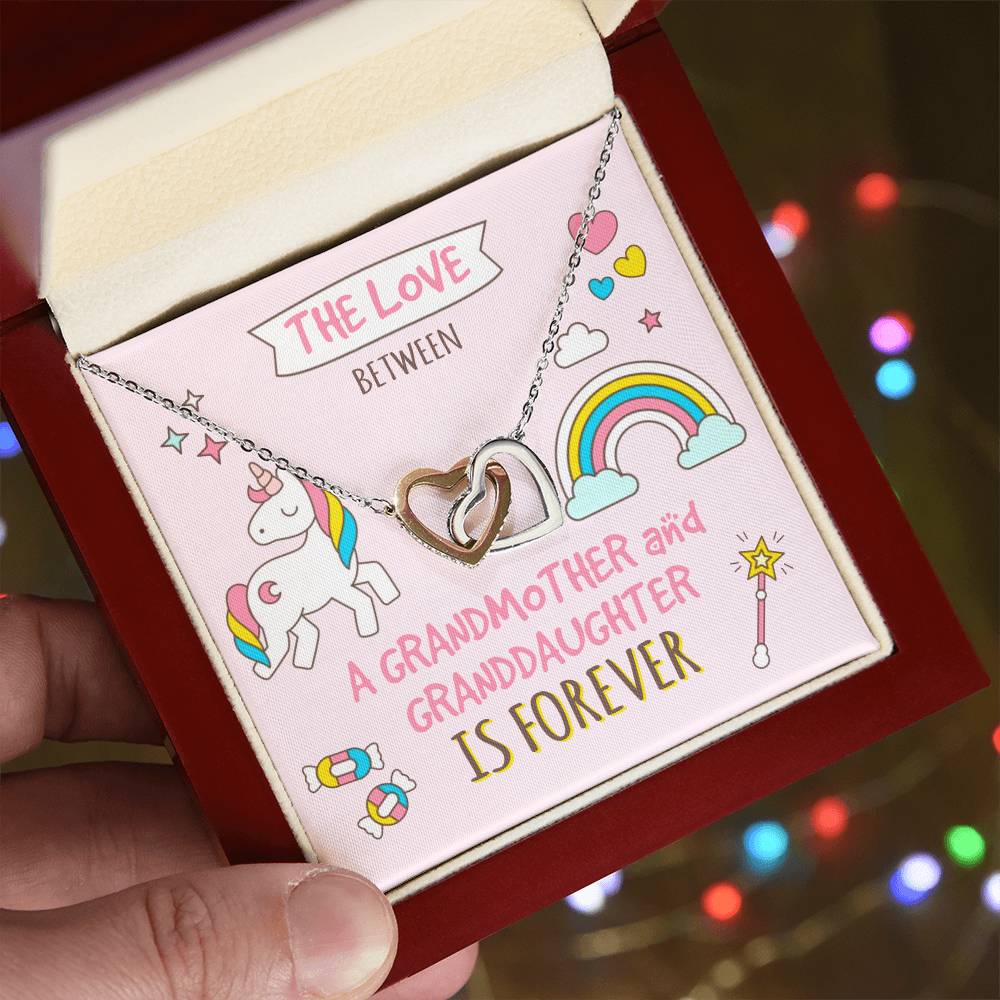 The Love Between A Grandmother And Granddaughter Is Forever Interlocking Hearts Necklace