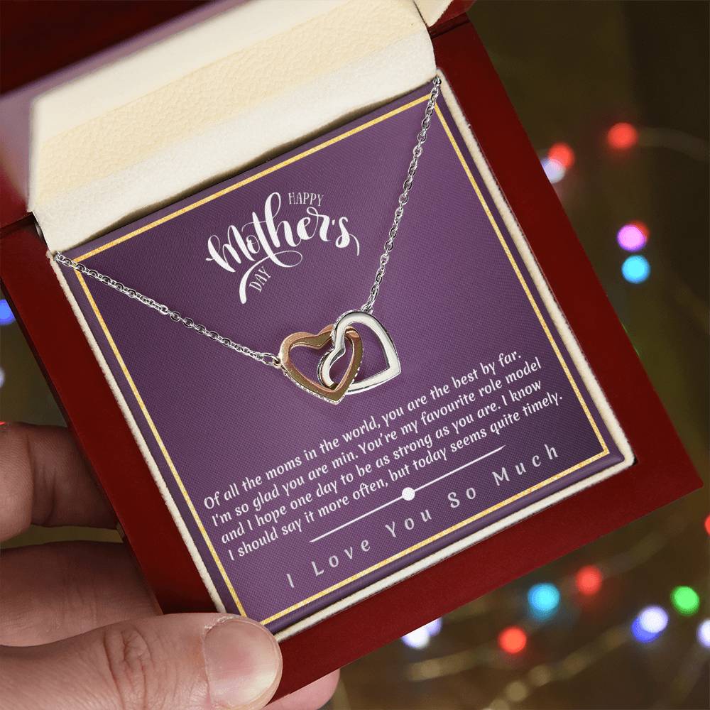 Mother'S Day - I'M So Glad You Are Min Interlocking Hearts Necklace