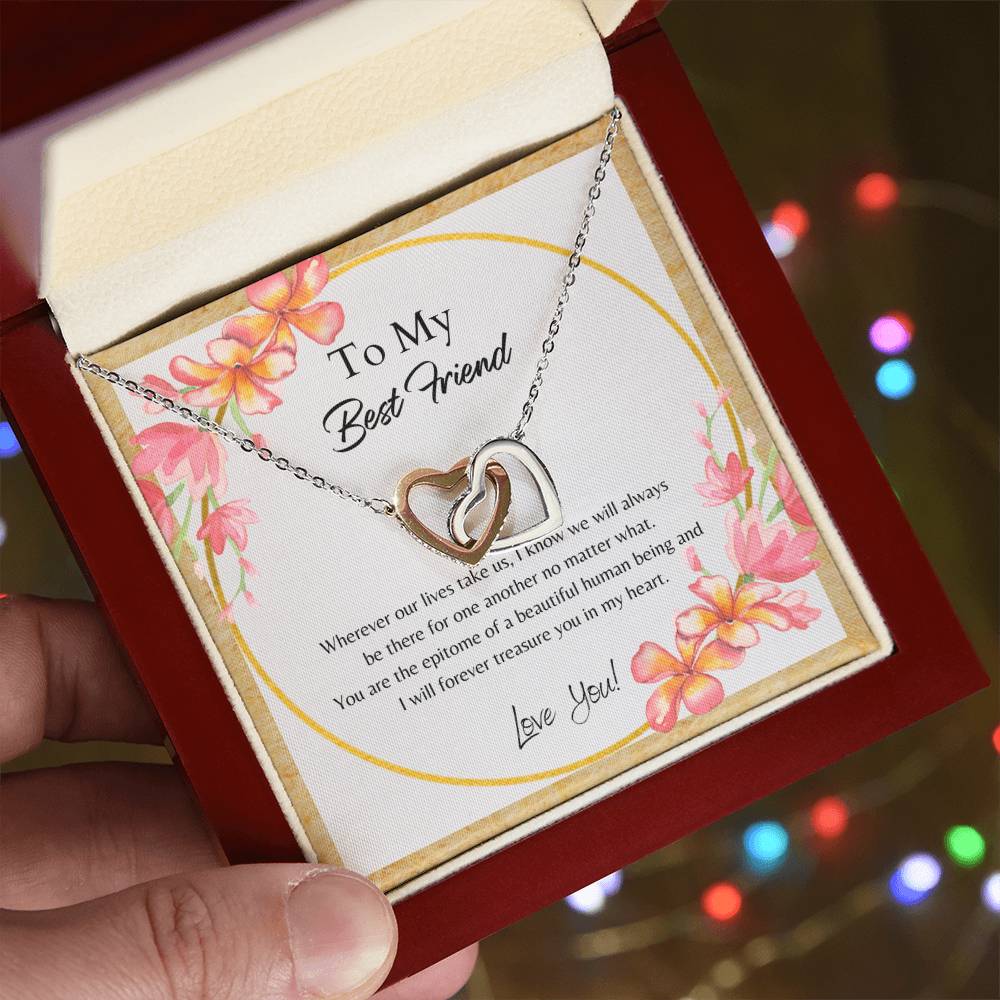 To My Best Friend Interlocking Hearts Necklace