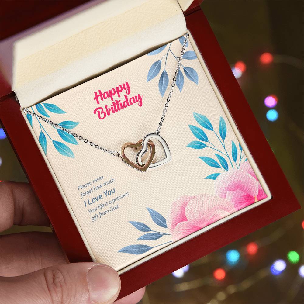 Birthday Edition Your Life Is A Precious Gift From God - Interlocking Hearts Necklace