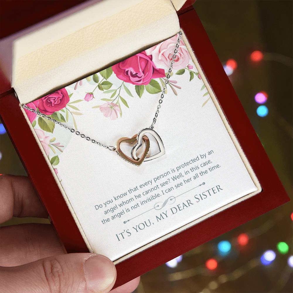 Gift For Sister - My Angel Necklace Interlocking Hearts Necklace
